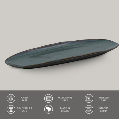 Porto Brasil OCEANO SHALLOW OVAL PR LARGE ORGANIC STONEWARE dia. 14.17x5.12"  SKU: '14214106701