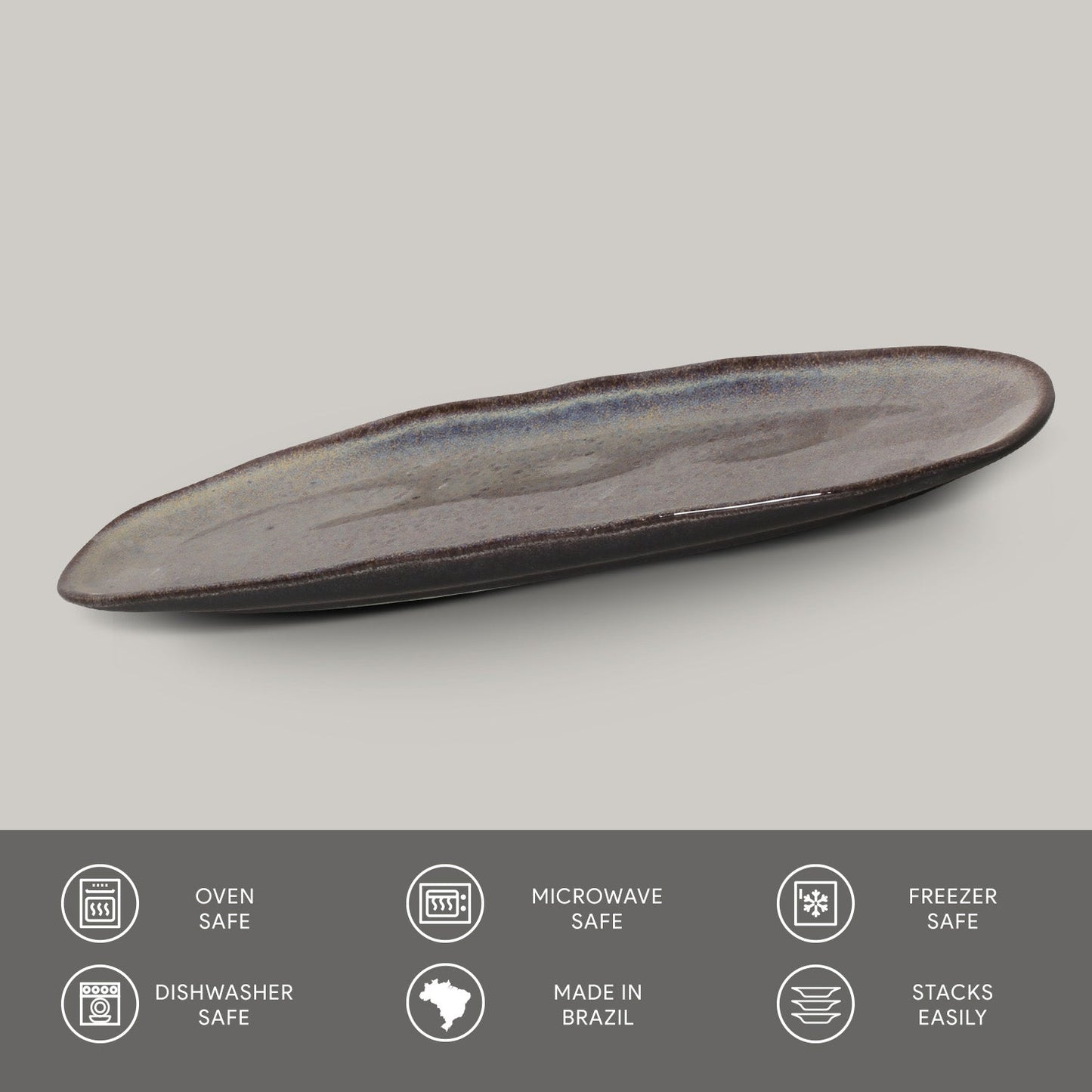 Porto Brasil TOURMALINE SHALLOW OVAL PR LARGE ORGANIC STONEWARE dia. 14.17x5.12"  SKU: '14214108901