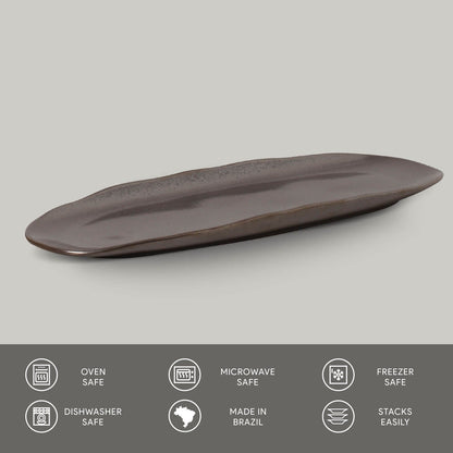 Porto Brasil METALLICA SHALLOW OVAL PR LARGE ORGANIC STONEWARE dia. 14.17x5.12"  SKU: '14214109301