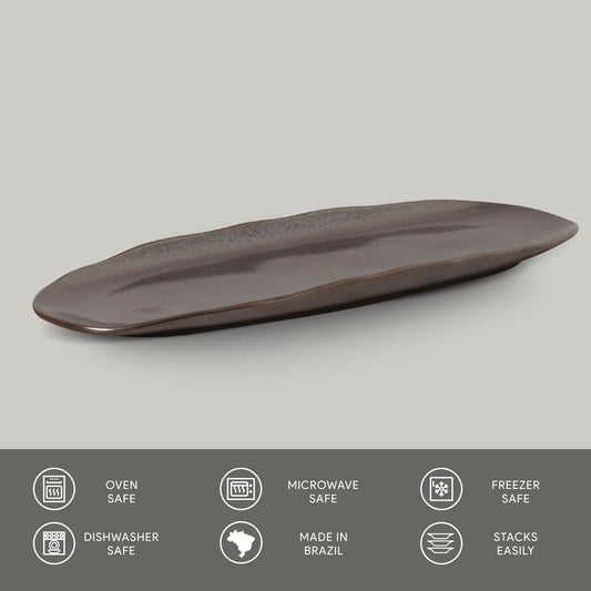 Porto Brasil METALLICA SHALLOW OVAL PR LARGE ORGANIC STONEWARE dia. 14.17x5.12"  SKU: '14214109301