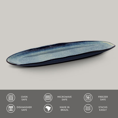 Porto Brasil DENIM SHALLOW OVAL PR LARGE ORGANIC STONEWARE dia. 14.17x5.12"  SKU: '14214113001