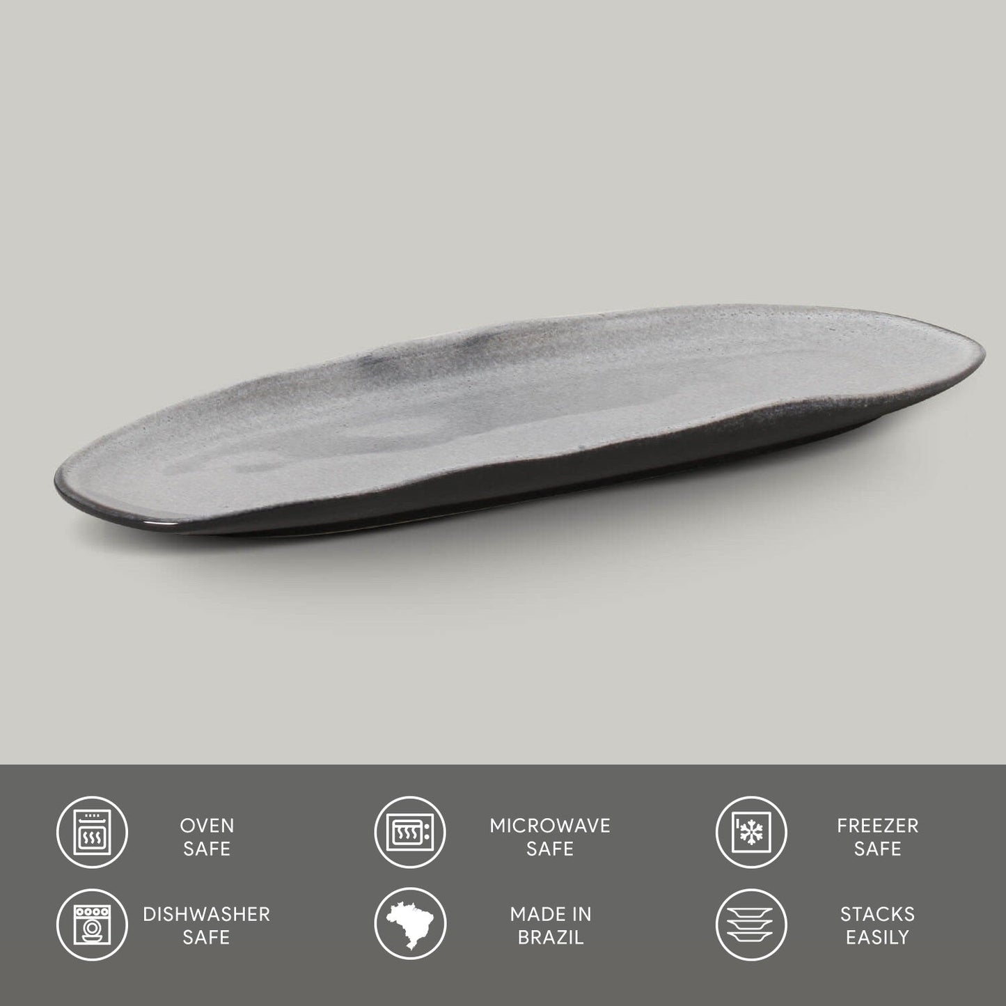 Porto Brasil DUST SHALLOW OVAL PR LARGE ORGANIC STONEWARE dia. 14.17x5.12"  SKU: '14214115801