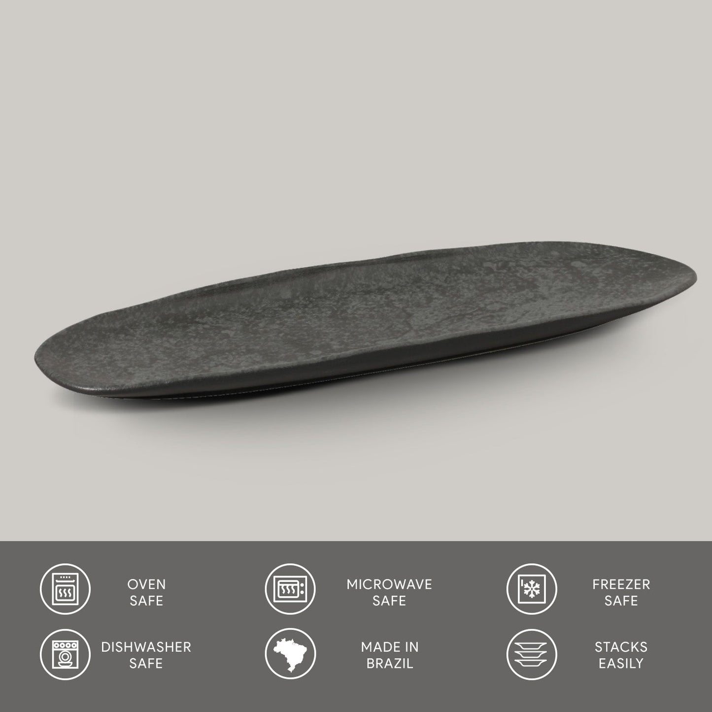 Porto Brasil CHROMIUM SHALLOW OVAL PR LARGE ORGANIC STONEWARE dia. 14.17x5.12"  SKU: '14214115901