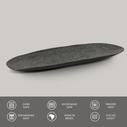 Porto Brasil CHROMIUM SHALLOW OVAL PR LARGE ORGANIC STONEWARE dia. 14.17x5.12"  SKU: '14214115901