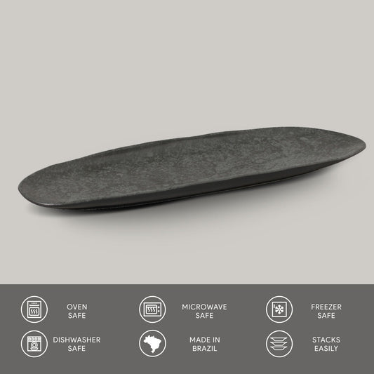 Porto Brasil CHROMIUM SHALLOW OVAL PR LARGE ORGANIC STONEWARE dia. 14.17x5.12"  SKU: '14214115901