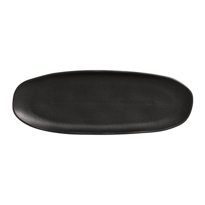 Porto Brasil MATTE BLACK SHALLOW OVAL PR LARGE ORGANIC STONEWARE dia. 14.17x5.12"  SKU: '1421473901