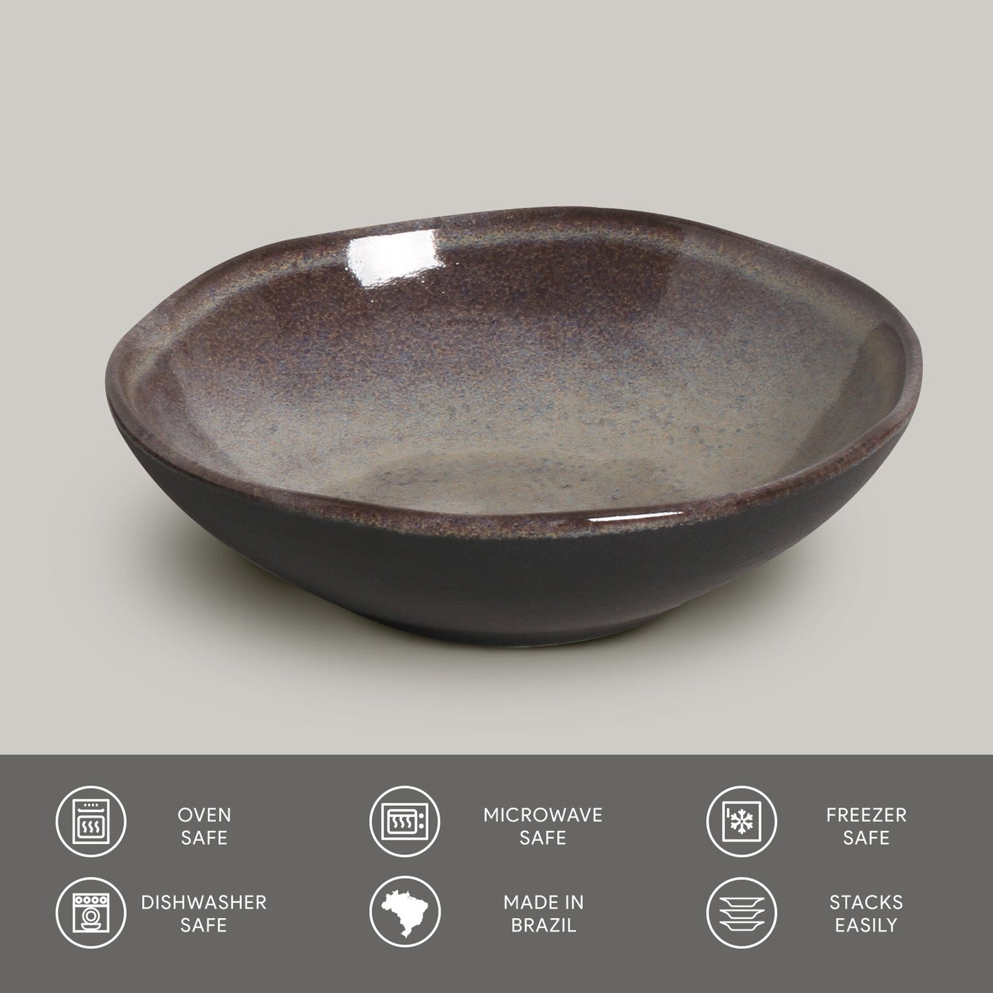 Porto Brasil TOURMALINE BOWL ORGANIC STONEWARE dia. 6.9x2.2"  SKU: '14314108901