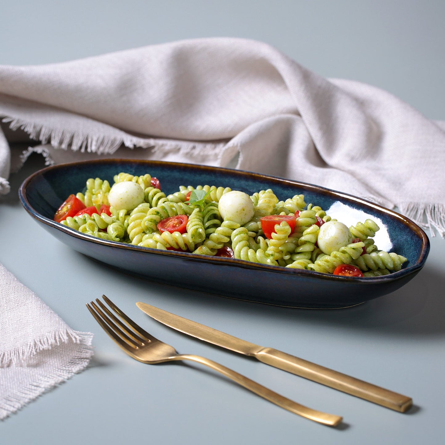 Porto Brasil OCEANO DEEP OVAL PR LARGE ORGANIC STONEWARE dia. 12.6x6.3"  SKU: '14414106701