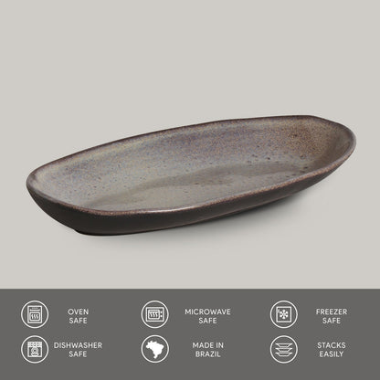Porto Brasil TOURMALINE DEEP OVAL PR LARGE ORGANIC STONEWARE dia. 12.6x6.3"  SKU: '14414108901