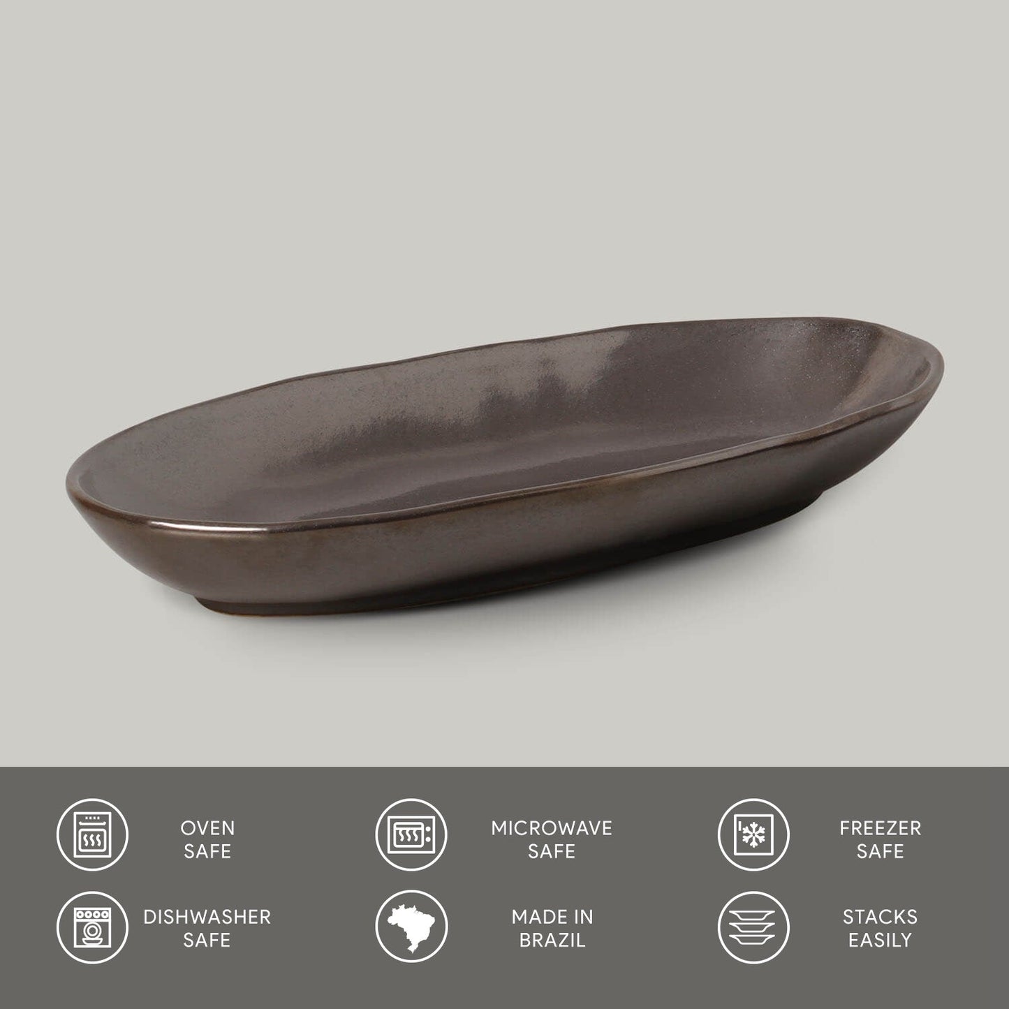 Porto Brasil METALLICA DEEP OVAL PR LARGE ORGANIC STONEWARE dia. 12.6x6.3"  SKU: '14414109301