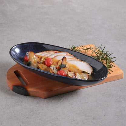 Porto Brasil DENIM DEEP OVAL PR LARGE ORGANIC STONEWARE 12.6x6.3"  SKU: '14414113001