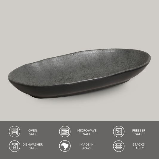 Porto Brasil CHROMIUM DEEP OVAL PR LARGE ORGANIC STONEWARE dia. 12.6x6.3"  SKU: '14414115901