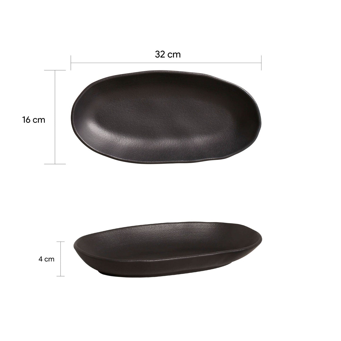 Porto Brasil MATTE BLACK DEEP OVAL PR LARGE ORGANIC STONEWARE dia. 12.6x6.3"  SKU: '1441473901