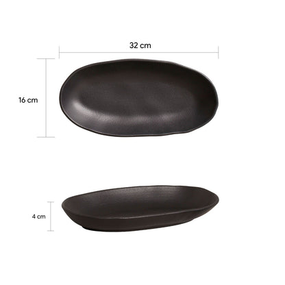 Porto Brasil MATTE BLACK DEEP OVAL PR LARGE ORGANIC STONEWARE dia. 12.6x6.3"  SKU: '1441473901