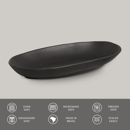 Porto Brasil MATTE BLACK DEEP OVAL PR LARGE ORGANIC STONEWARE dia. 12.6x6.3"  SKU: '1441473901