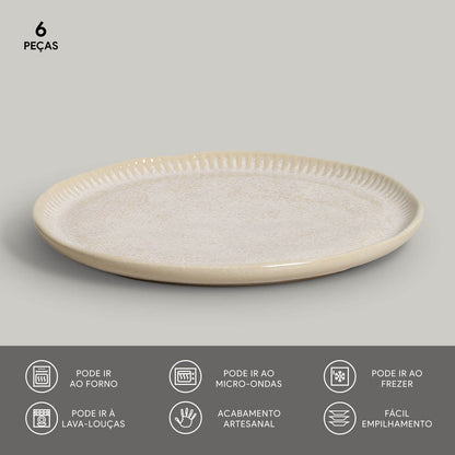 Porto Brasil LATTE LINHAS DESSERT PLATE STONEWARE dia. 8.46"  SKU: '1461108501