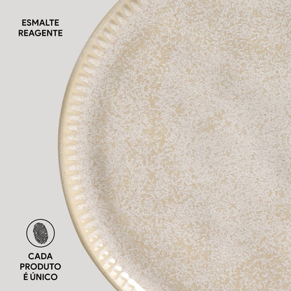 Porto Brasil LATTE LINHAS DESSERT PLATE STONEWARE dia. 8.46"  SKU: '1461108501