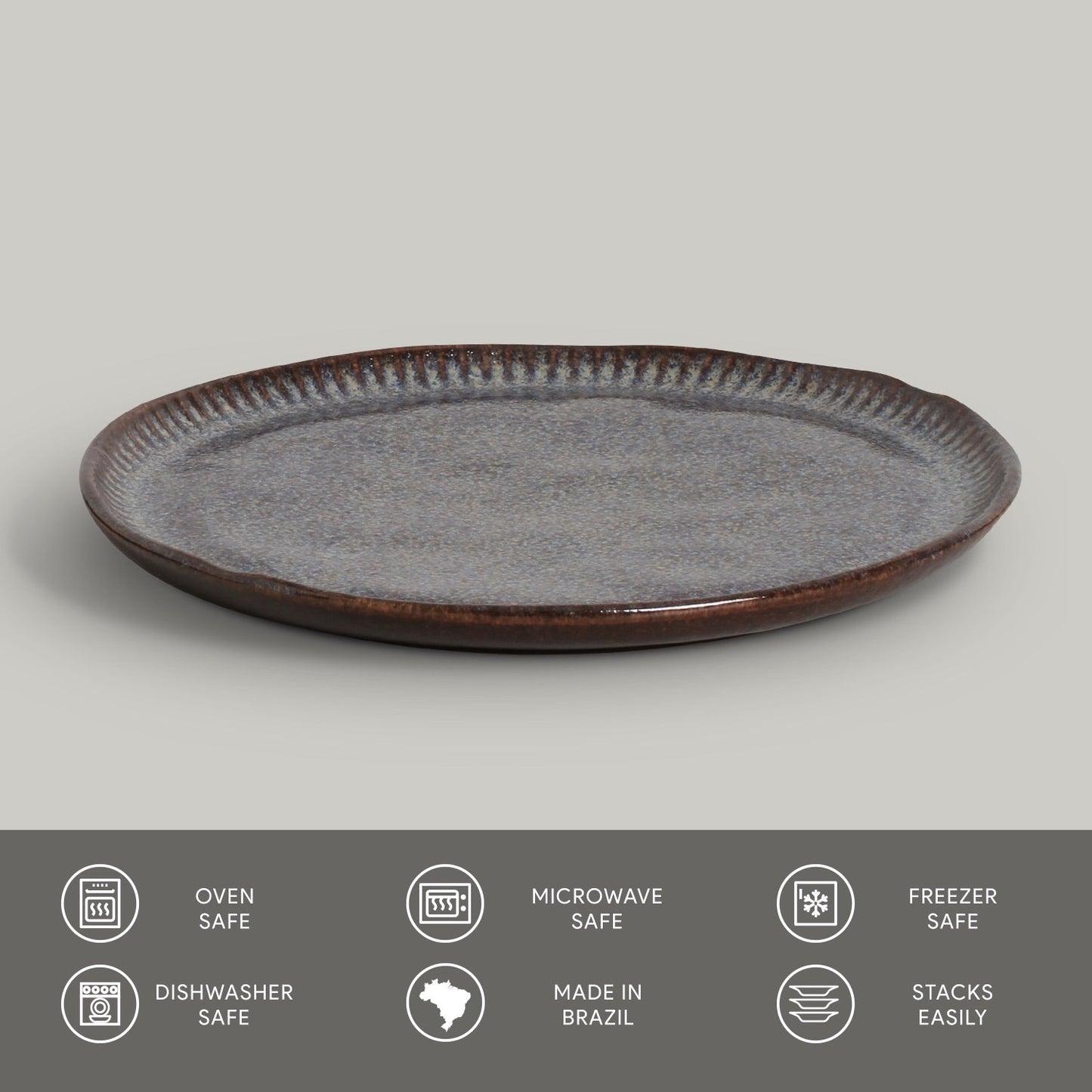 Porto Brasil TITANIUM LINHAS DESSERT PLATE STONEWARE dia. 8.46"   SKU: '1461109401