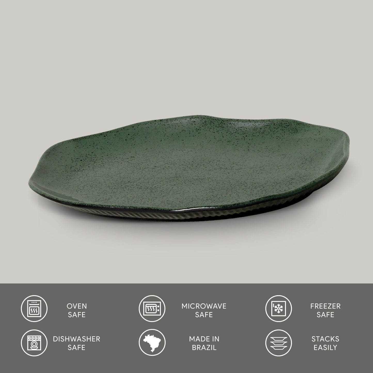 Porto Brasil GREENERY SHALLOW OVAL PR MEDIUM BIO STONEWARE dia. 11.81x7.87"  SKU: '14831106501