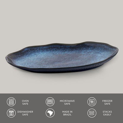 Porto Brasil DENIM SHALLOW OVAL PR MEDIUM BIO STONEWARE dia. 11.81x7.87"  SKU: '14831113001