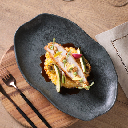 Porto Brasil CHROMIUM SHALLOW OVAL PR MEDIUM BIO STONEWARE dia. 11.81x7.87"  SKU: '14831115901