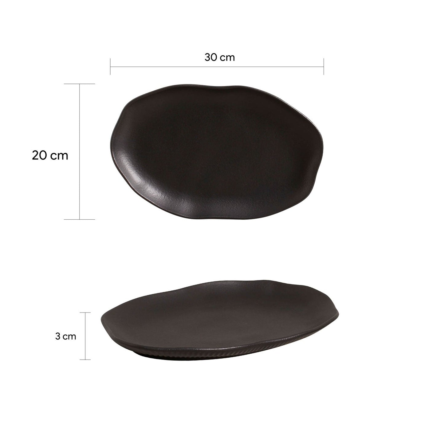 Porto Brasil MATTE BLACK SHALLOW OVAL PR MEDIUM BIO STONEWARE dia. 11.81x7.87"  SKU: '1483173901