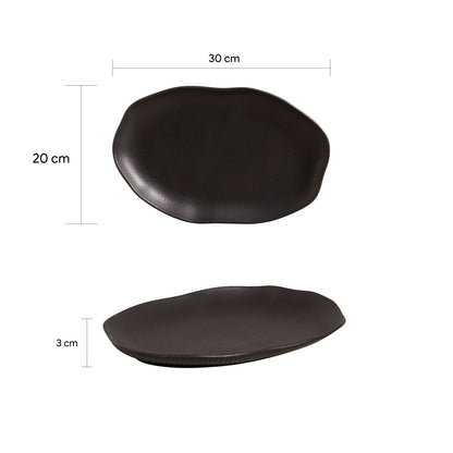 Porto Brasil MATTE BLACK SHALLOW OVAL PR MEDIUM BIO STONEWARE dia. 11.81x7.87"  SKU: '1483173901