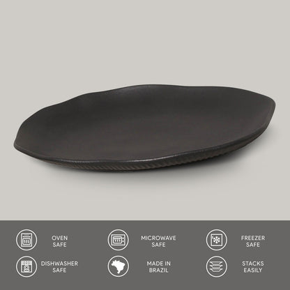 Porto Brasil MATTE BLACK SHALLOW OVAL PR MEDIUM BIO STONEWARE dia. 11.81x7.87"  SKU: '1483173901