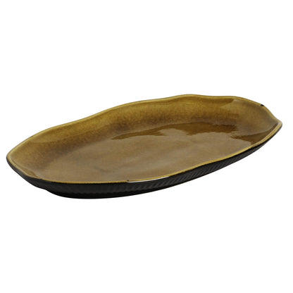 Porto Brasil AMBER SHALLOW OVAL PR MEDIUM BIO STONEWARE dia. 11.81x7.87"  SKU: '1483177101