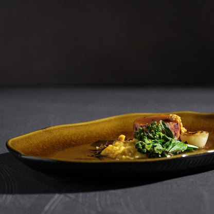 Porto Brasil AMBER SHALLOW OVAL PR MEDIUM BIO STONEWARE dia. 11.81x7.87"  SKU: '1483177101