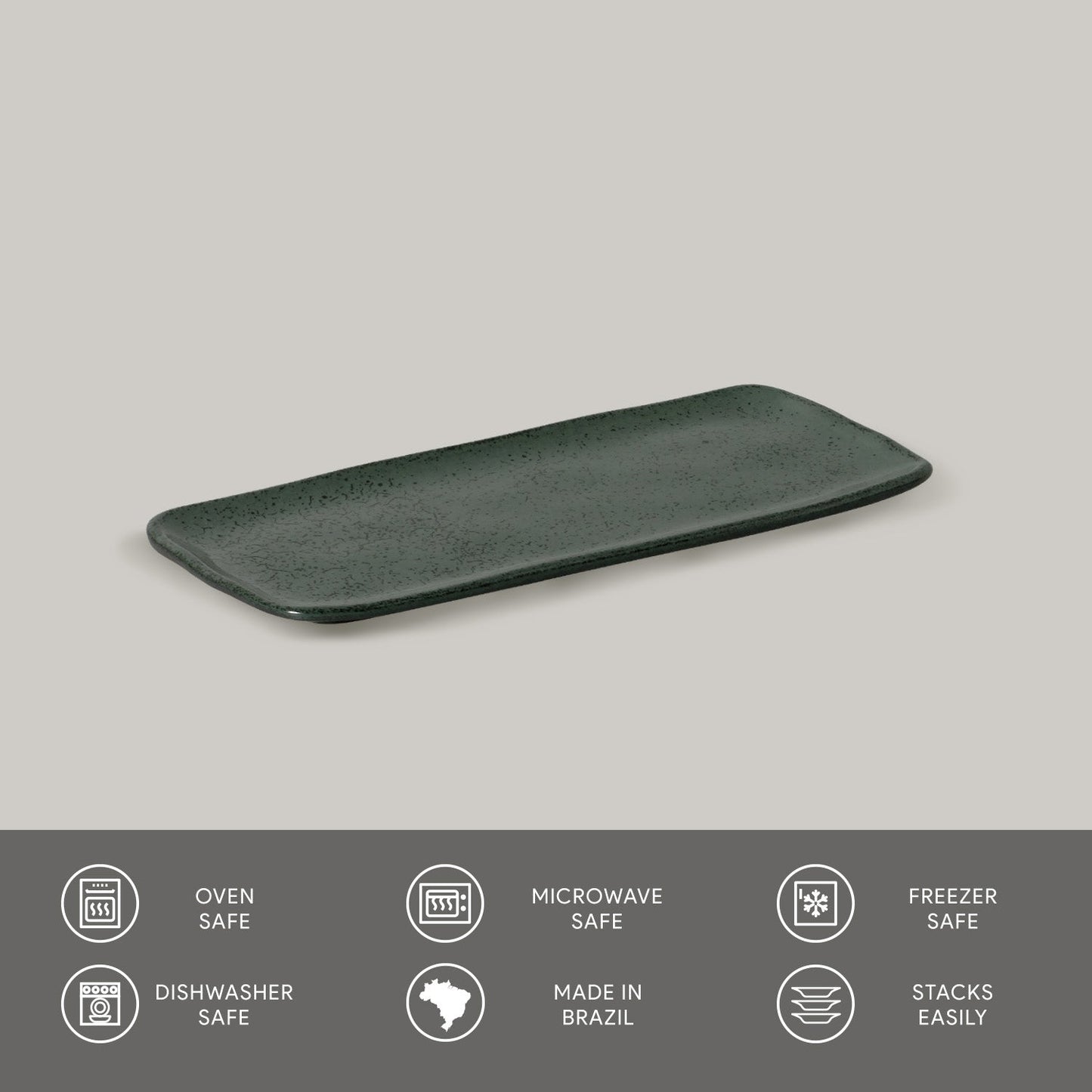 Porto Brasil GREENERY RECTANGULAR PR ORGANIC STONEWARE dia. 8.66x3.74"  SKU: '15014106501