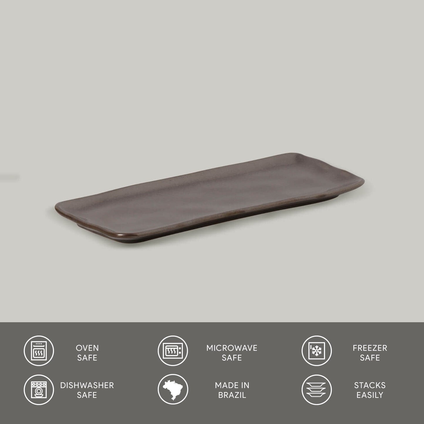 Porto Brasil METALLICA RECTANGULAR PR ORGANIC STONEWARE dia. 8.66x3.74"  SKU: '15014109301