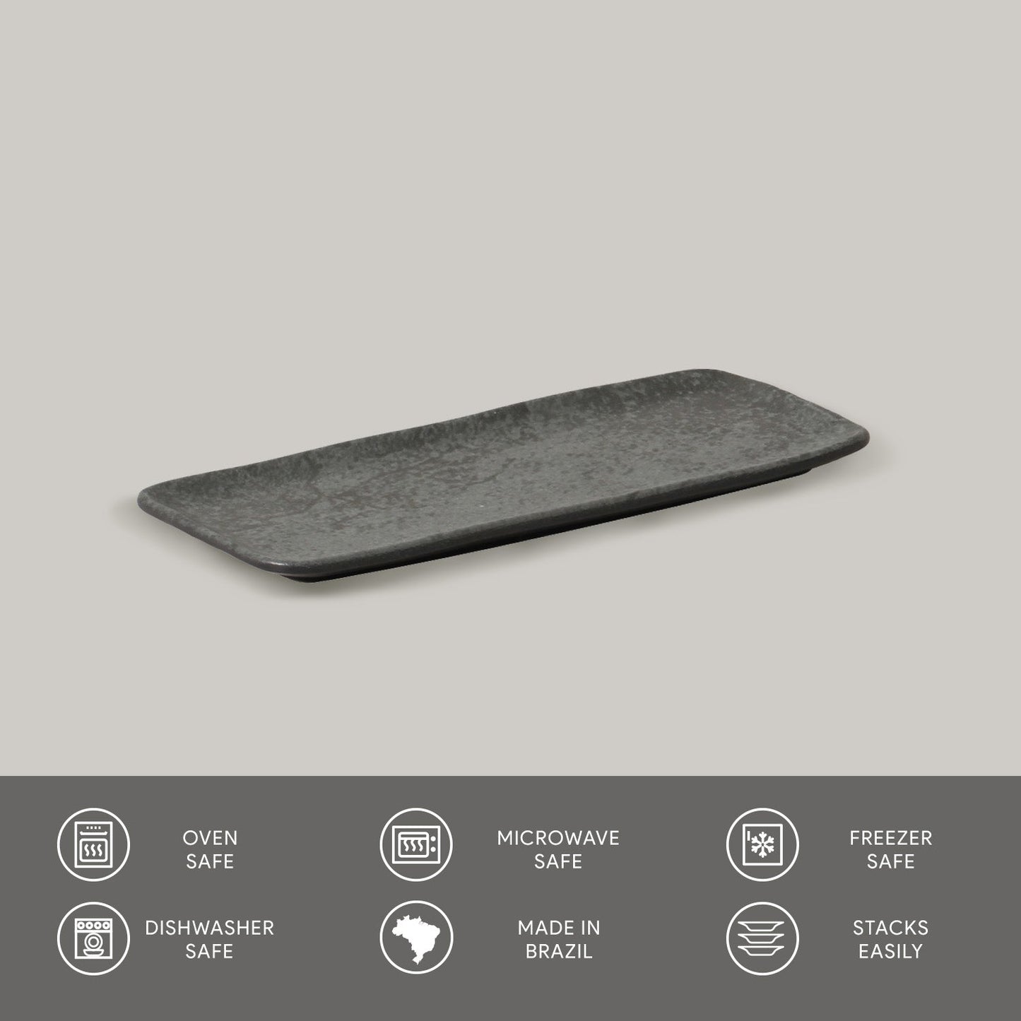 Porto Brasil CHROMIUM RECTANGULAR PR ORGANIC STONEWARE dia. 8.66x3.74"  SKU: '15014115901