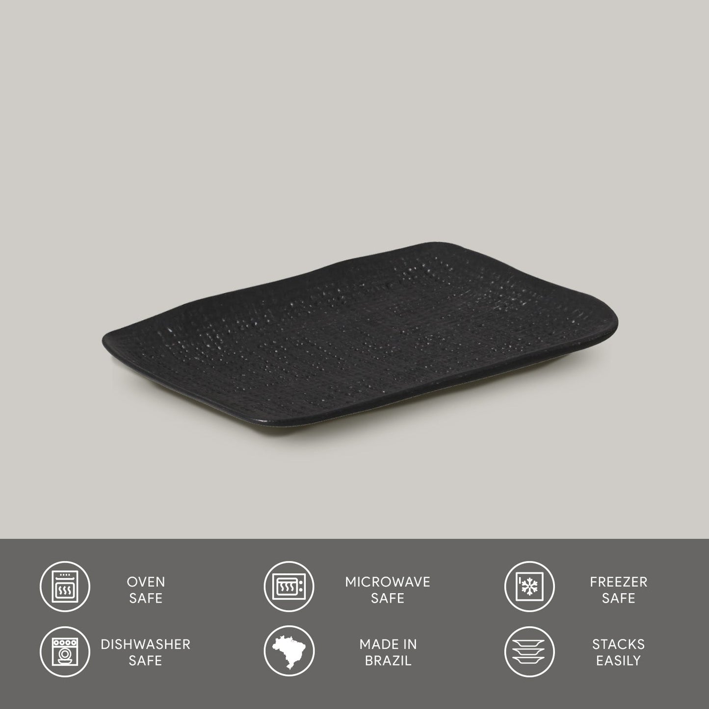 Porto Brasil MATTE BLACK RECTANGULAR PR JUTA STONEWARE dia. 7.08x5.51"  SKU: '1506473901