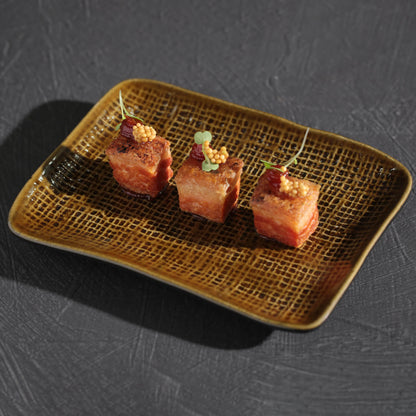 Porto Brasil AMBER RECTANGULAR PR JUTA STONEWARE dia. 7.08x5.51"  SKU: '1506477101