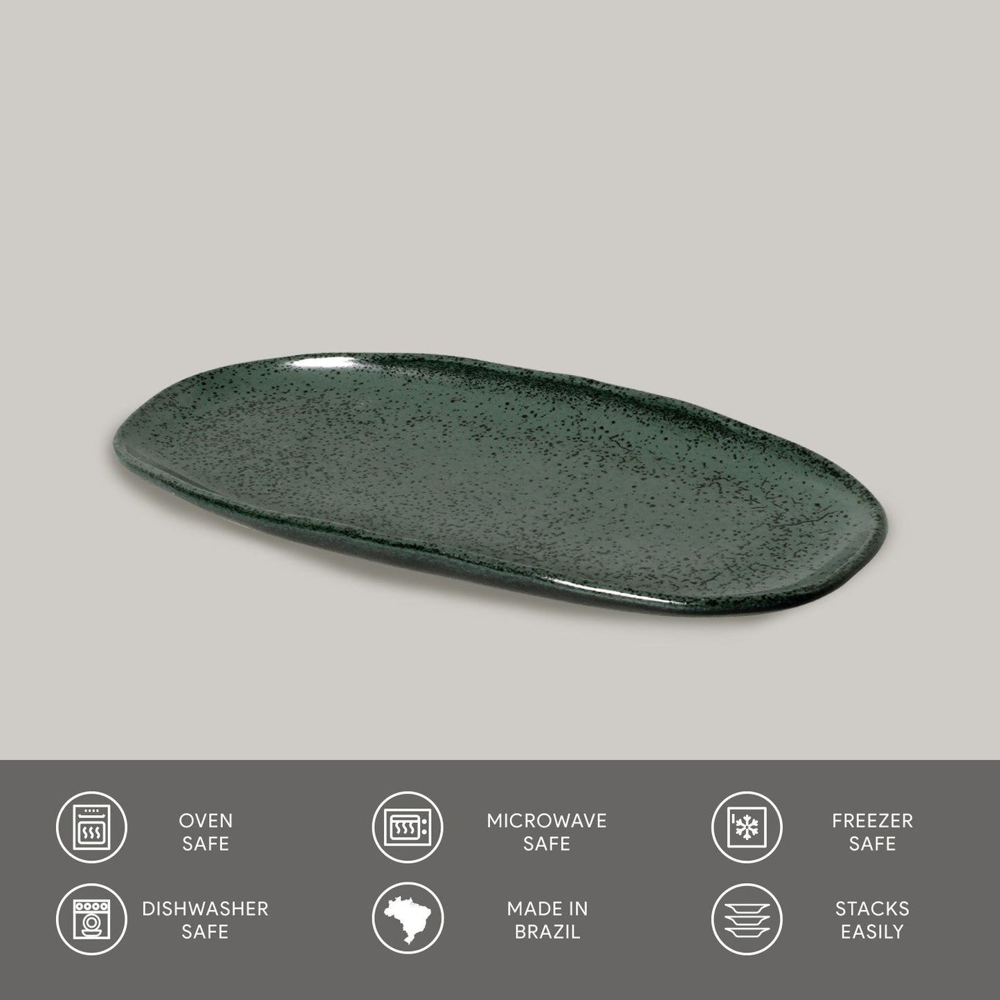 Porto Brasil GREENERY SHALLOW OVAL PR ORGANIC STONEWARE dia. 9.06x4.33"  SKU: '15114106501
