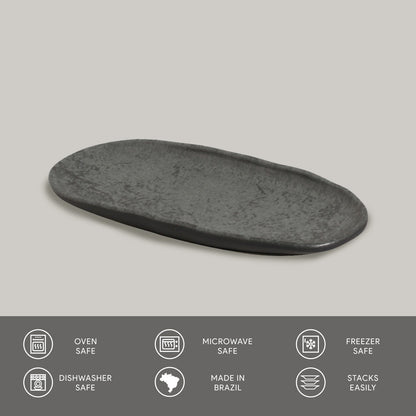 Porto Brasil CHROMIUM SHALLOW OVAL PR ORGANIC STONEWARE dia. 9.06x4.33"  SKU: '15114115901