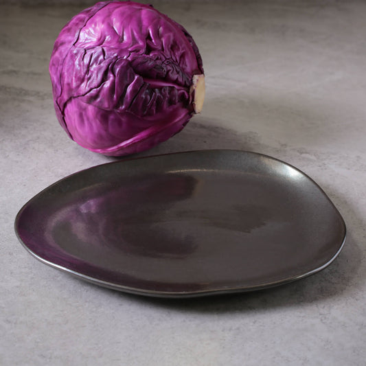 Porto Brasil METALLICA OVAL DINNER PLATE ORGANIC STONEWARE dia. 12.2"  SKU: '15314109301