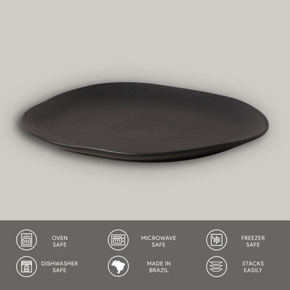 Porto Brasil MATTE BLACK OVAL DINNER PLATE ORGANIC STONEWARE dia. 12.2"  SKU: '1531473901
