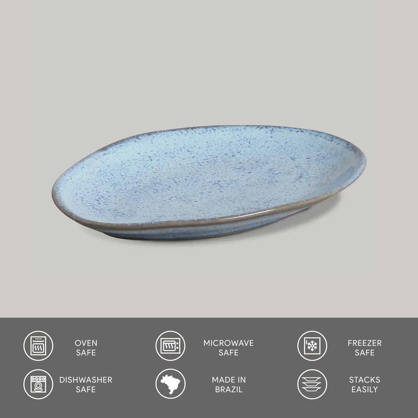 Porto Brasil BREEZE OVAL DESSERT PLATE ORGANIC STONEWARE dia. 8.86"  SKU: '15414109001