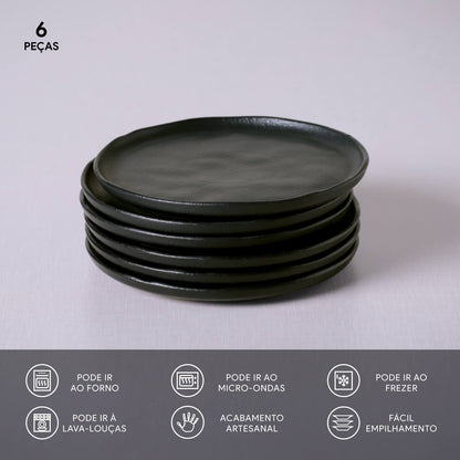 Porto Brasil MATTE BLACK BREAD PLATE STONEWARE dia. 6.1x0.63"  SKU: '1593173901