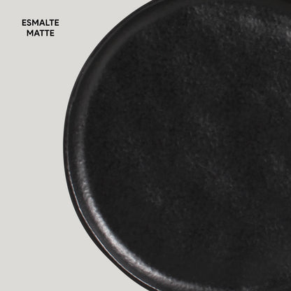 Porto Brasil MATTE BLACK BREAD PLATE STONEWARE dia. 6.1x0.63"  SKU: '1593173901