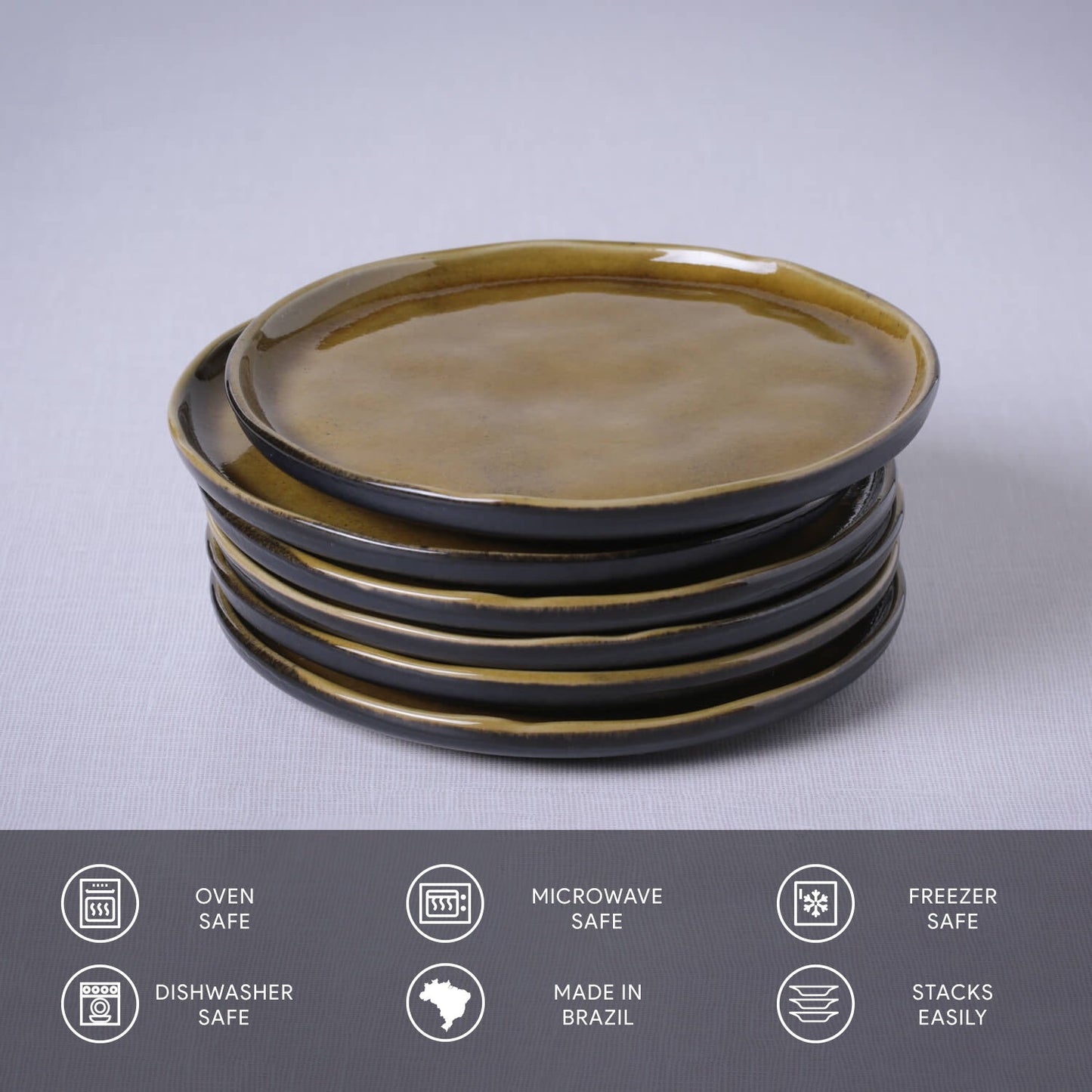 Porto Brasil AMBER BREAD PLATE STONEWARE dia. 6.1x0.63"  SKU: '1593177101