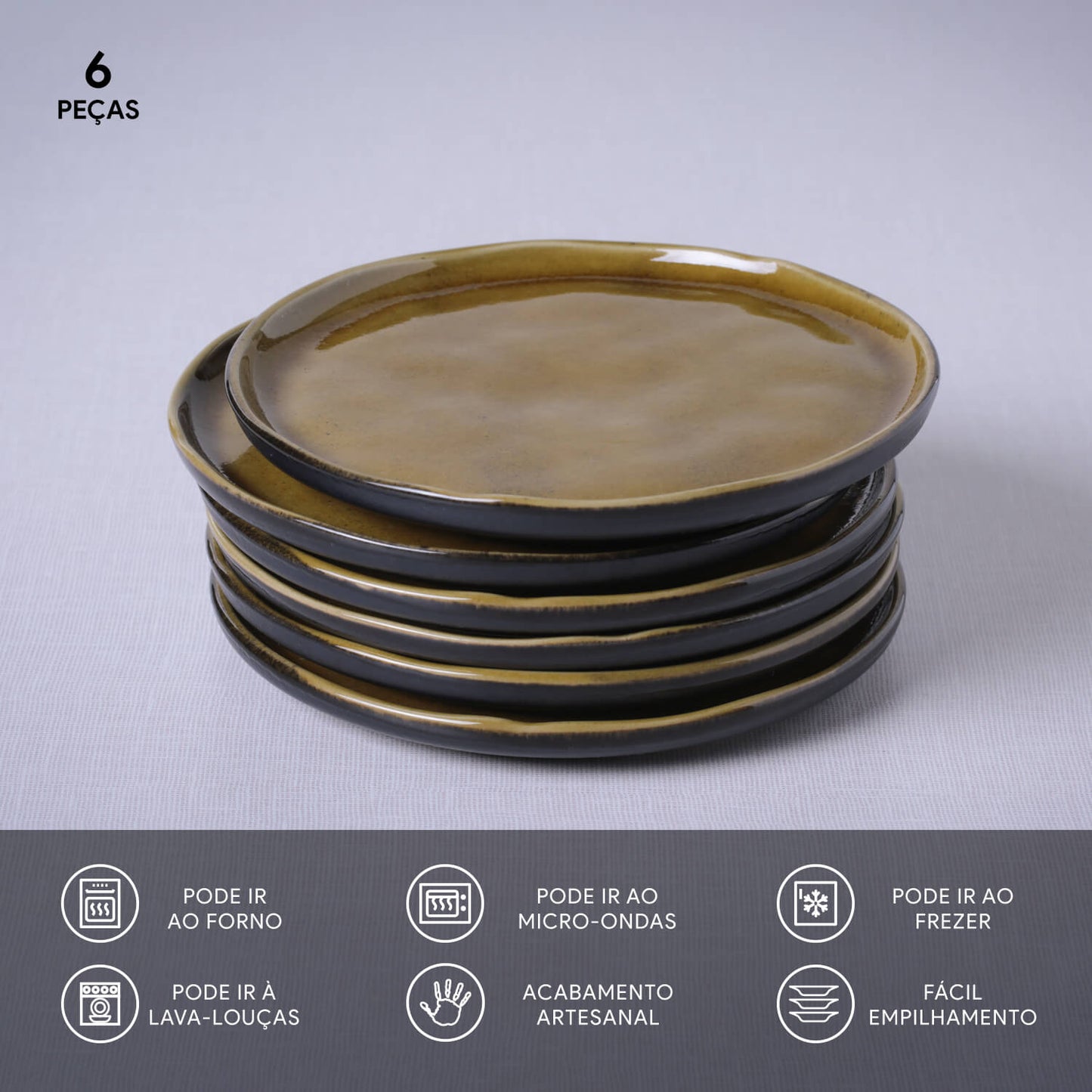 Porto Brasil AMBER BREAD PLATE STONEWARE dia. 6.1x0.63"  SKU: '1593177101