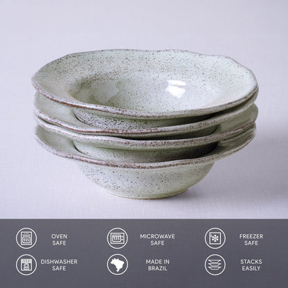 Porto Brasil PISTACHE DEEP RIM PLATE  STONEWARE dia. 7.48x2.17"  SKU: '16014108801