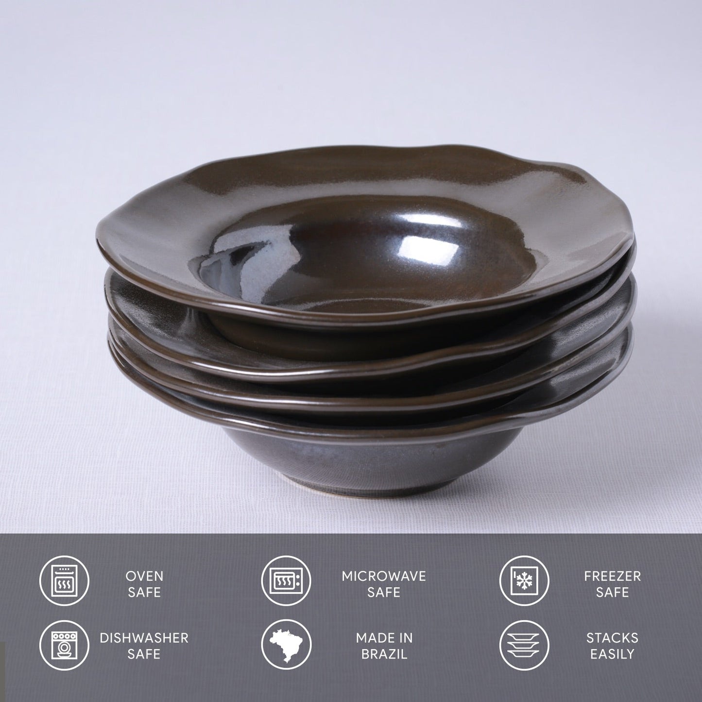 Porto Brasil METALLICA DEEP RIM PLATE  STONEWARE dia. 7.48x2.17"  SKU: '16014109301