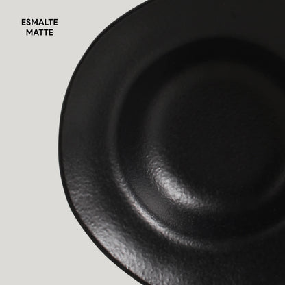 Porto Brasil MATTE BLACK DEEP RIM PLATE  STONEWARE dia. 7.48x2.17"  SKU: '1601473901