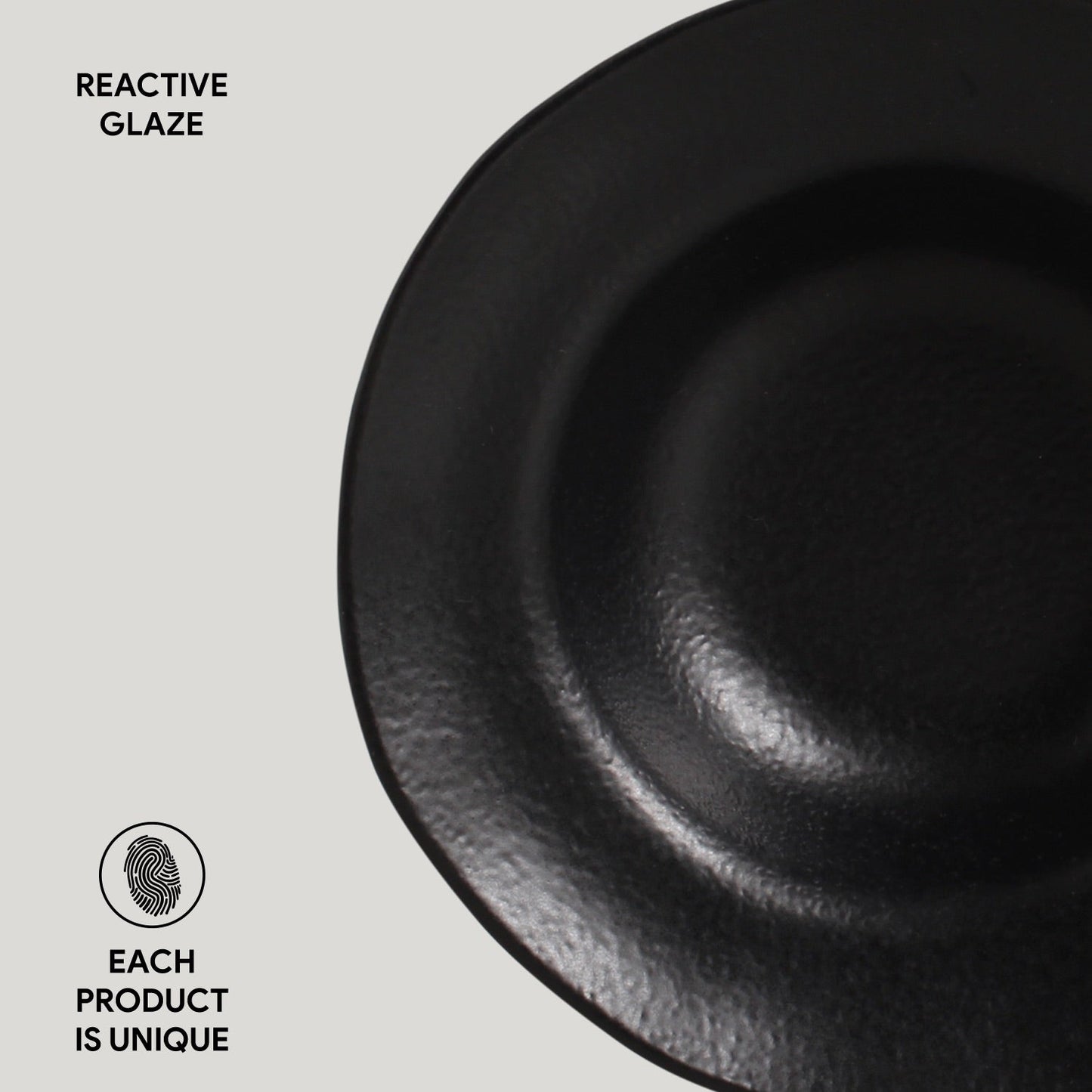 Porto Brasil MATTE BLACK DEEP RIM PLATE  STONEWARE dia. 7.48x2.17"  SKU: '1601473901