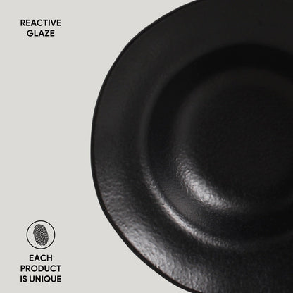 Porto Brasil MATTE BLACK DEEP RIM PLATE  STONEWARE dia. 7.48x2.17"  SKU: '1601473901