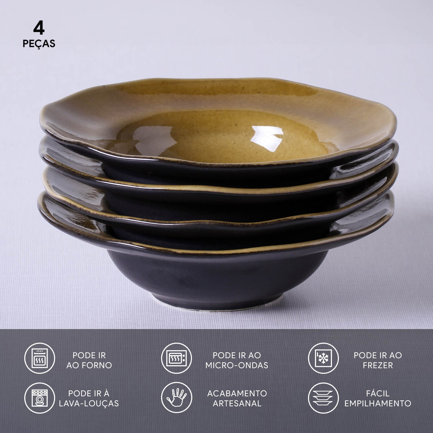 Porto Brasil AMBER DEEP RIM PLATE  STONEWARE dia. 7.48x2.17"  SKU: '1601477101